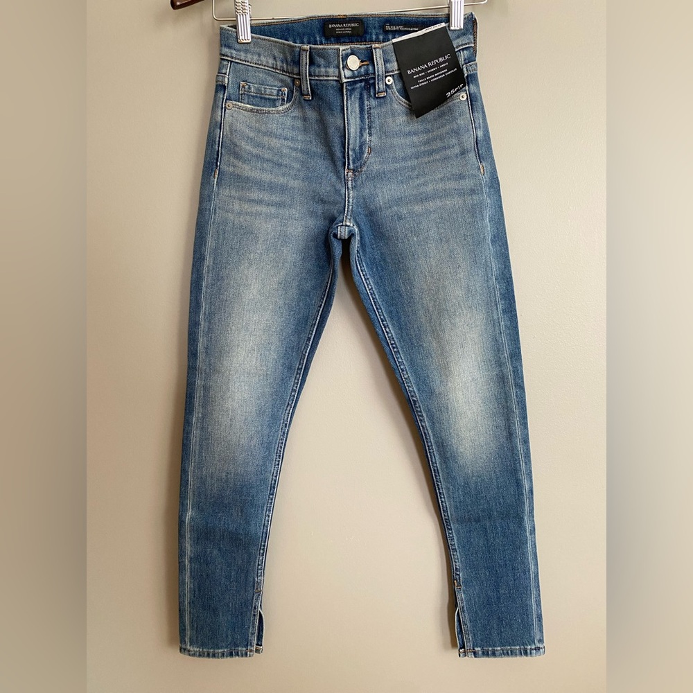NWT Banana Republic Premium Denim MidRise Skinny Ankle Jeans Size 25 Petite - Picture 3 of 15